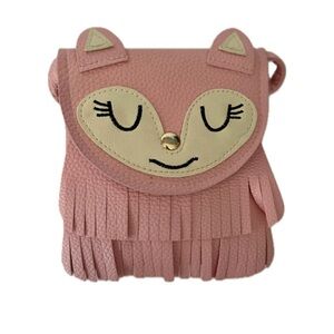 Pink Fox Face Fringe Crossbody Bag